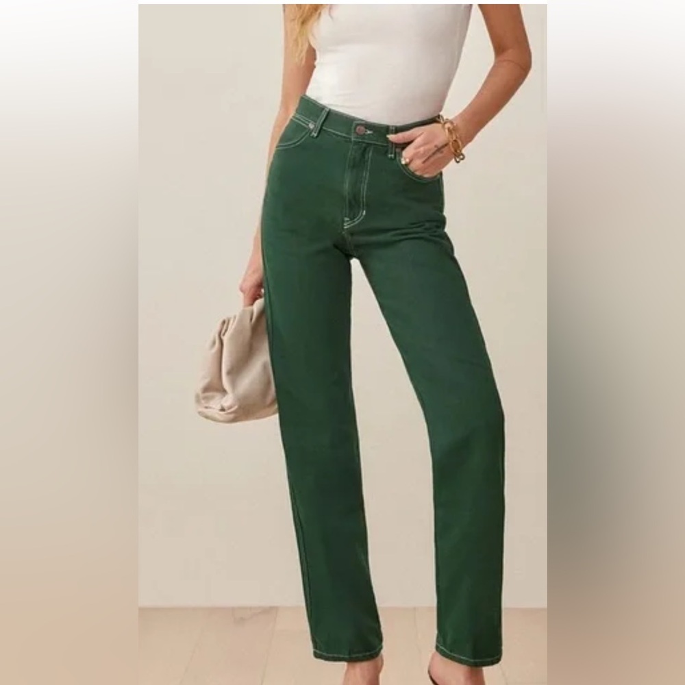 Reformation Emerald Green Straight-Leg “Cowboy” Jean